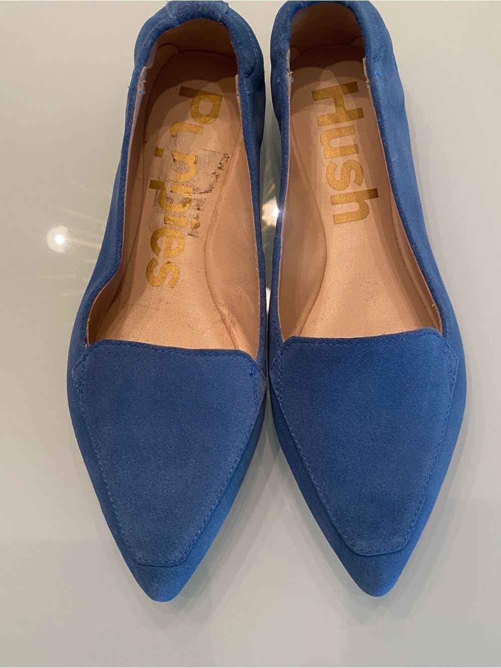 EUC Hush Puppies Cornflower Blue Suede Pointed Toe Flats - Size 7